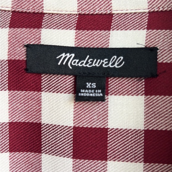 Madewell Central Shirt Red White Gingham Check Plaid Size XS - Picture 4 of 7